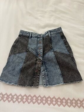Rails Two-Tone Black and Blue Denim Mini Skirt
